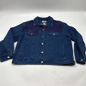 VINTAGE 90s Stefano International Denim Jacket COLORBLOCK Women's Size 14/16